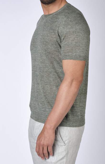 Short-sleeved T-shirt in ultra-light linen jersey