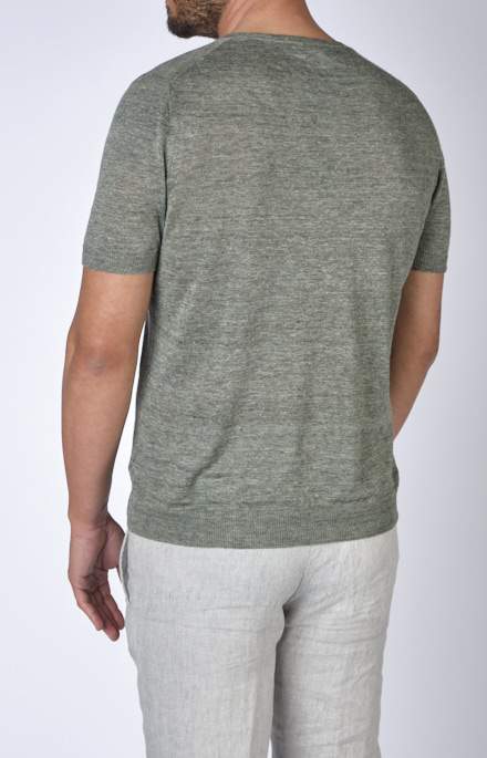 Short-sleeved T-shirt in ultra-light linen jersey