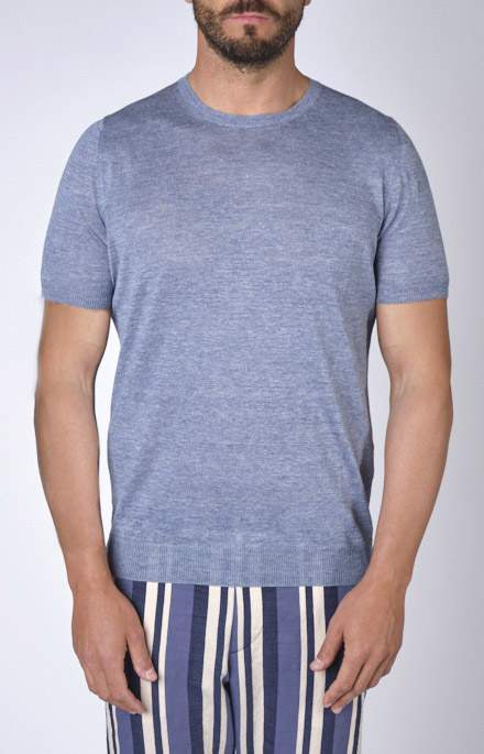 Short-sleeved T-shirt in ultra-light linen jersey