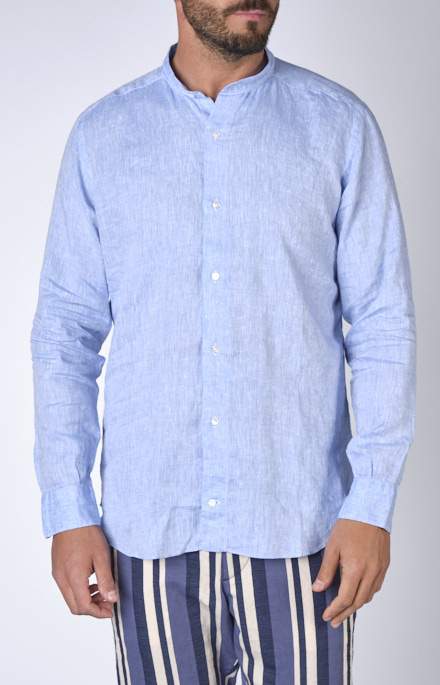 Linen shirt with mandarin collar