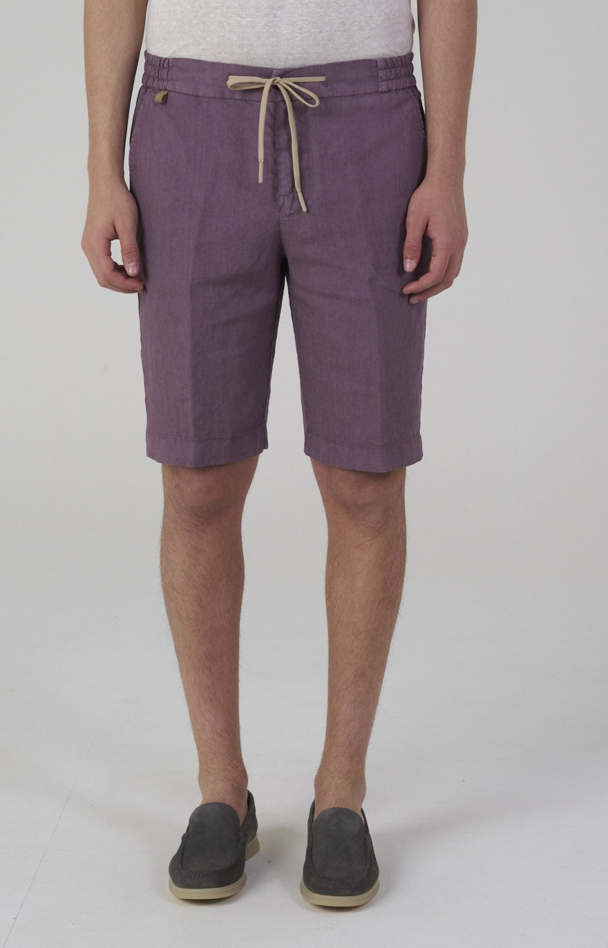 “Leisure fit” linen Bermuda shorts