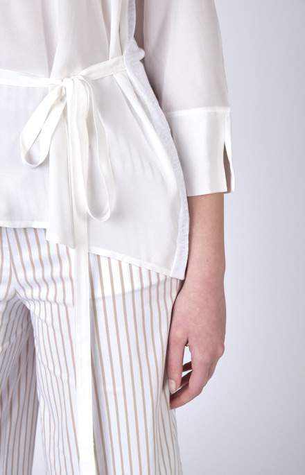 Blusa in seta e lino