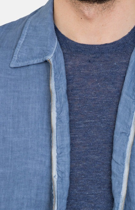 Zip bomber jacket in washed linen