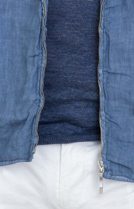 Zip bomber jacket in washed linen