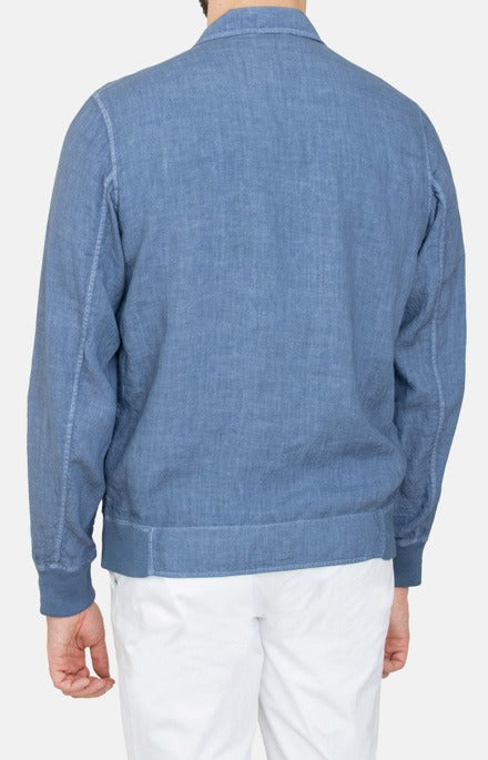 Zip bomber jacket in washed linen