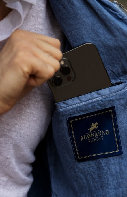 Bomber zip in lino délavé