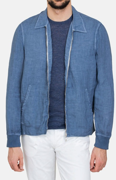 Zip bomber jacket in washed linen