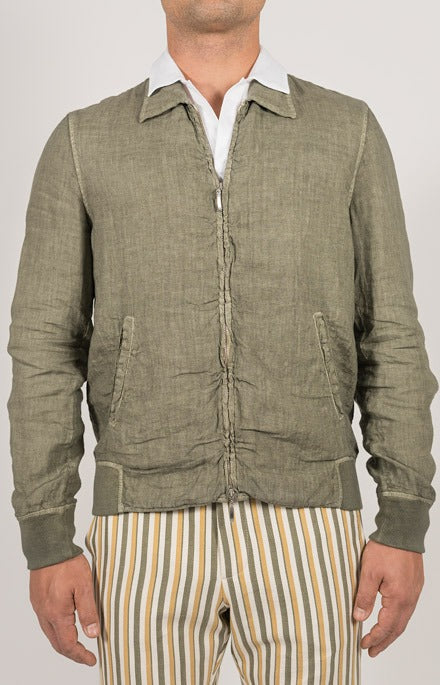 Bomber sfoderato in puro lino