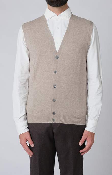 Sleeveless wool and cashmere cardigan