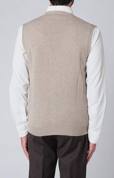 Sleeveless wool and cashmere cardigan
