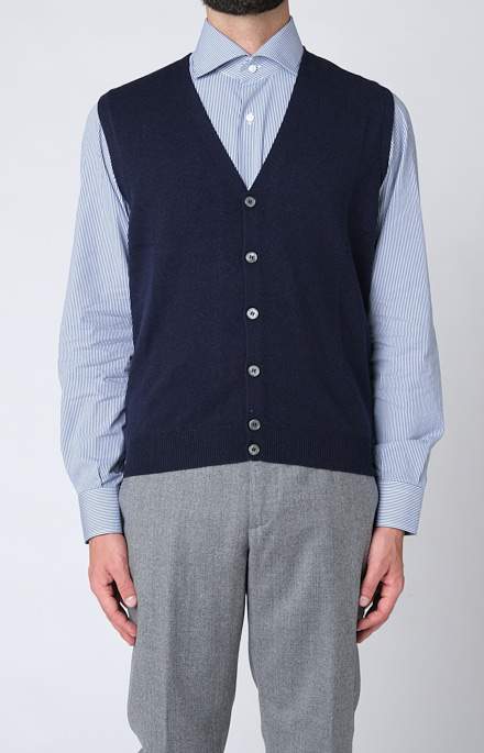 Sleeveless wool and cashmere cardigan