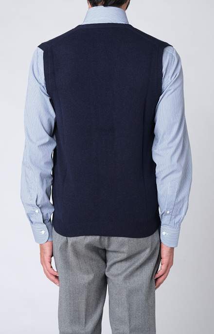 Sleeveless wool and cashmere cardigan