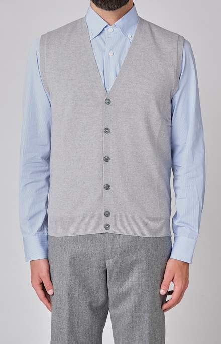 Sleeveless wool and cashmere cardigan