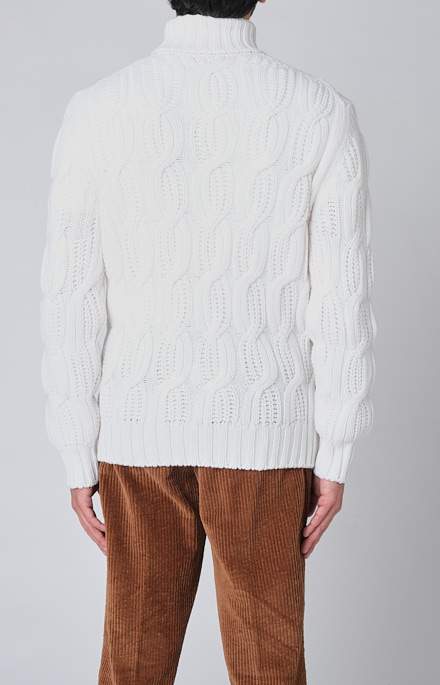 Cable-knit wool and cashmere turtleneck