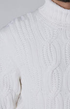 Cable-knit wool and cashmere turtleneck