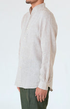 Pure linen shirt with tulip collar