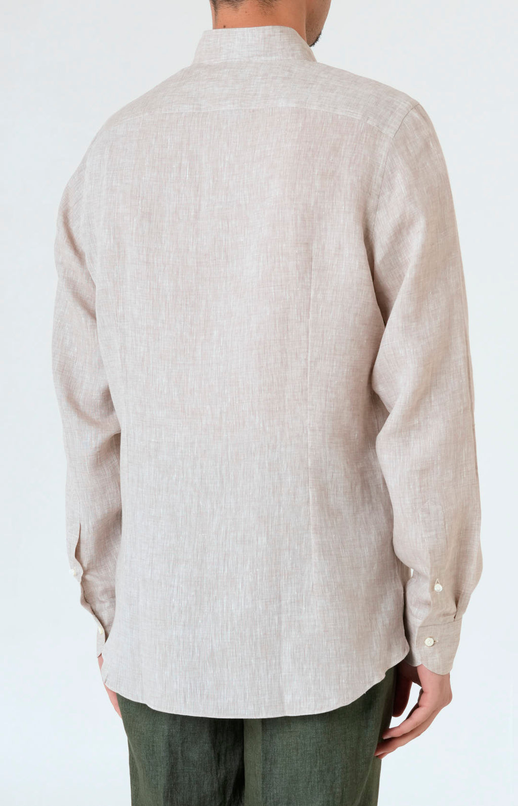Pure linen shirt with tulip collar