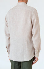 Pure linen shirt with tulip collar