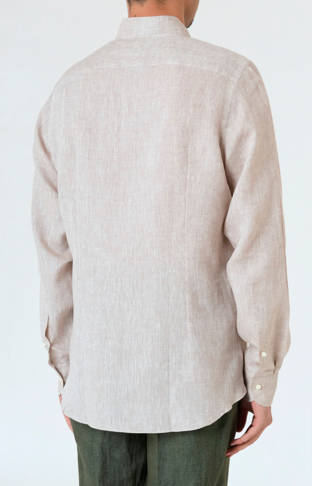 Pure linen shirt with tulip collar