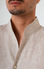 Pure linen shirt with tulip collar