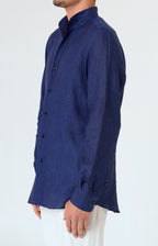 Pure linen shirt with tulip collar