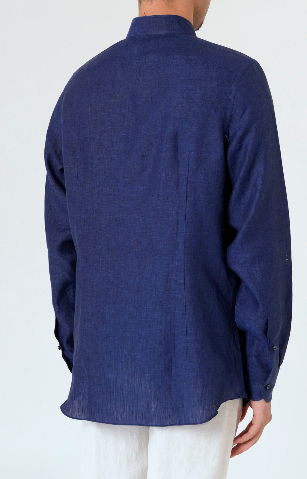 Pure linen shirt with tulip collar