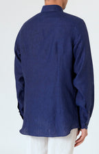 Pure linen shirt with tulip collar
