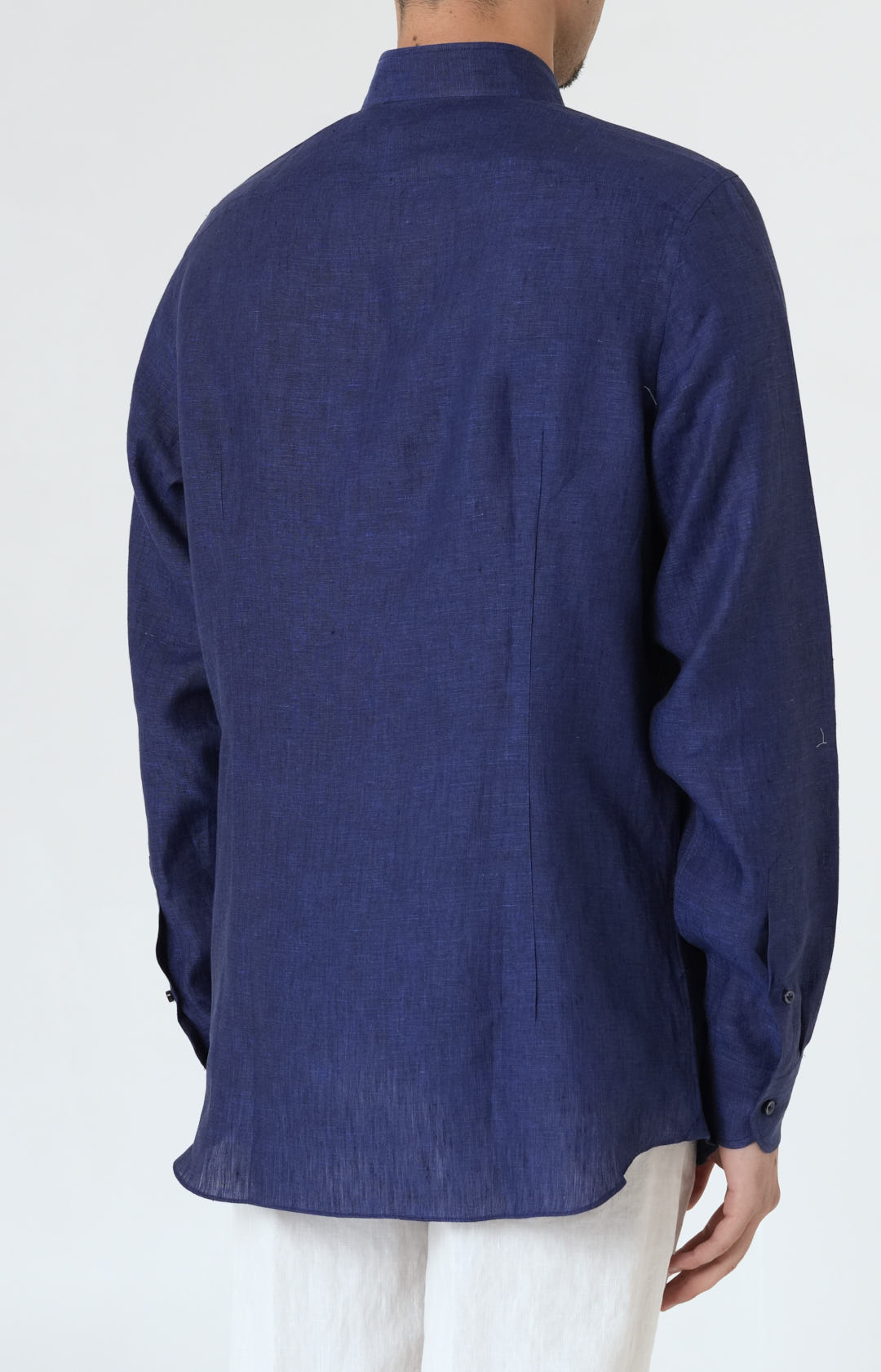 Pure linen shirt with tulip collar