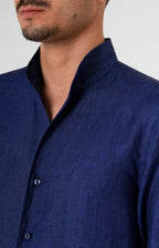 Pure linen shirt with tulip collar