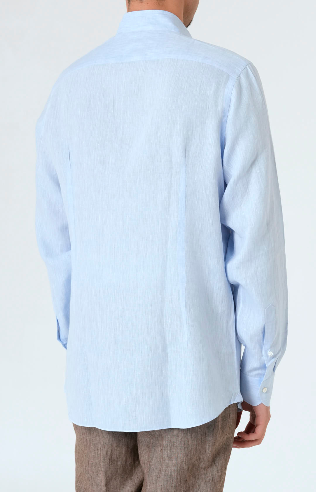 Pure linen shirt with tulip collar
