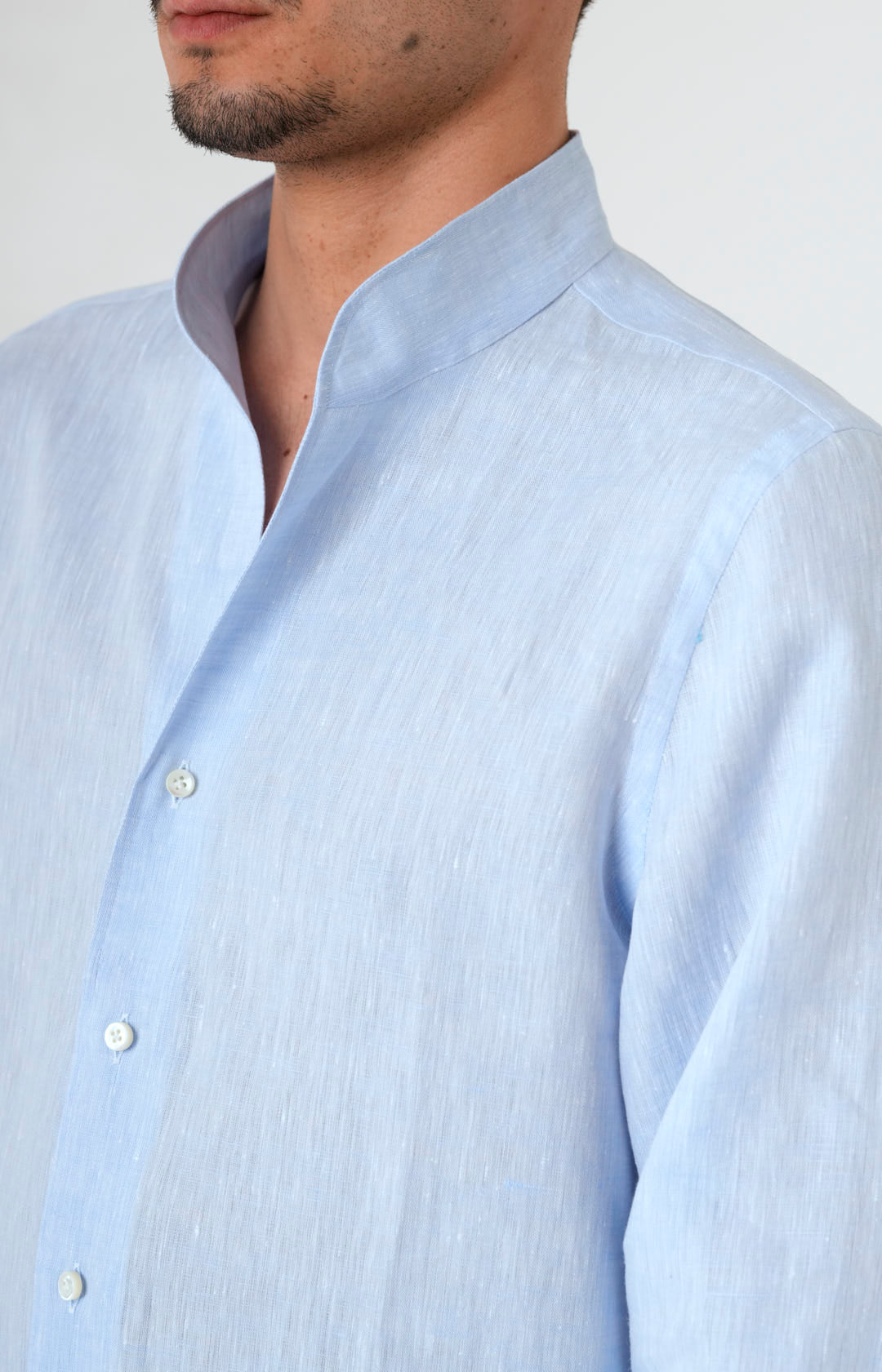 Pure linen shirt with tulip collar