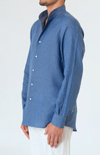 Pure linen shirt with tulip collar
