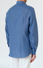 Pure linen shirt with tulip collar