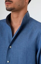 Pure linen shirt with tulip collar