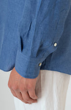 Pure linen shirt with tulip collar