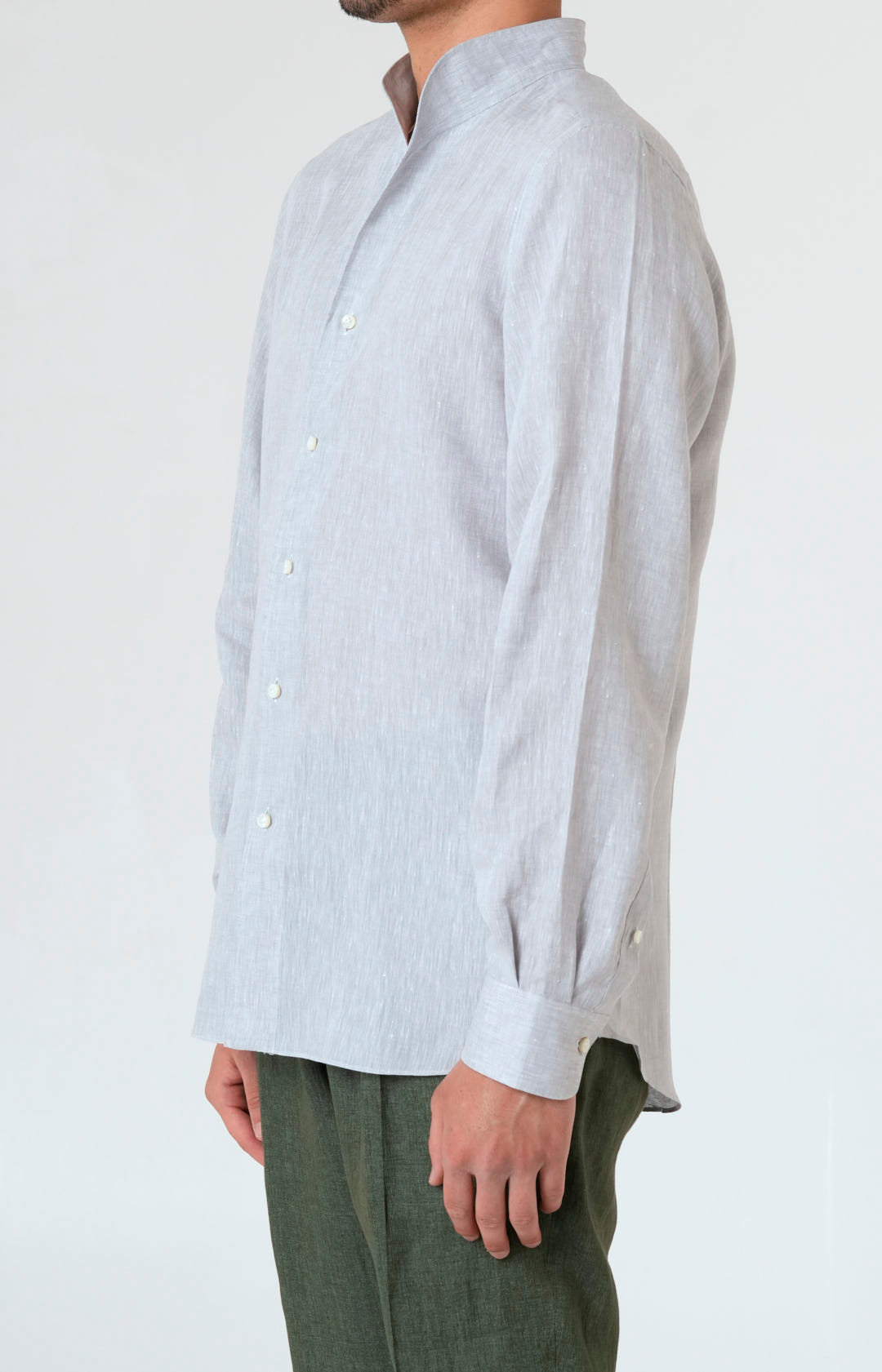 Pure linen shirt with tulip collar