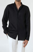 Linen shirt with tulip collar