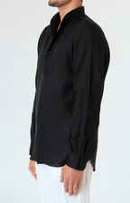 Pure linen shirt with tulip collar