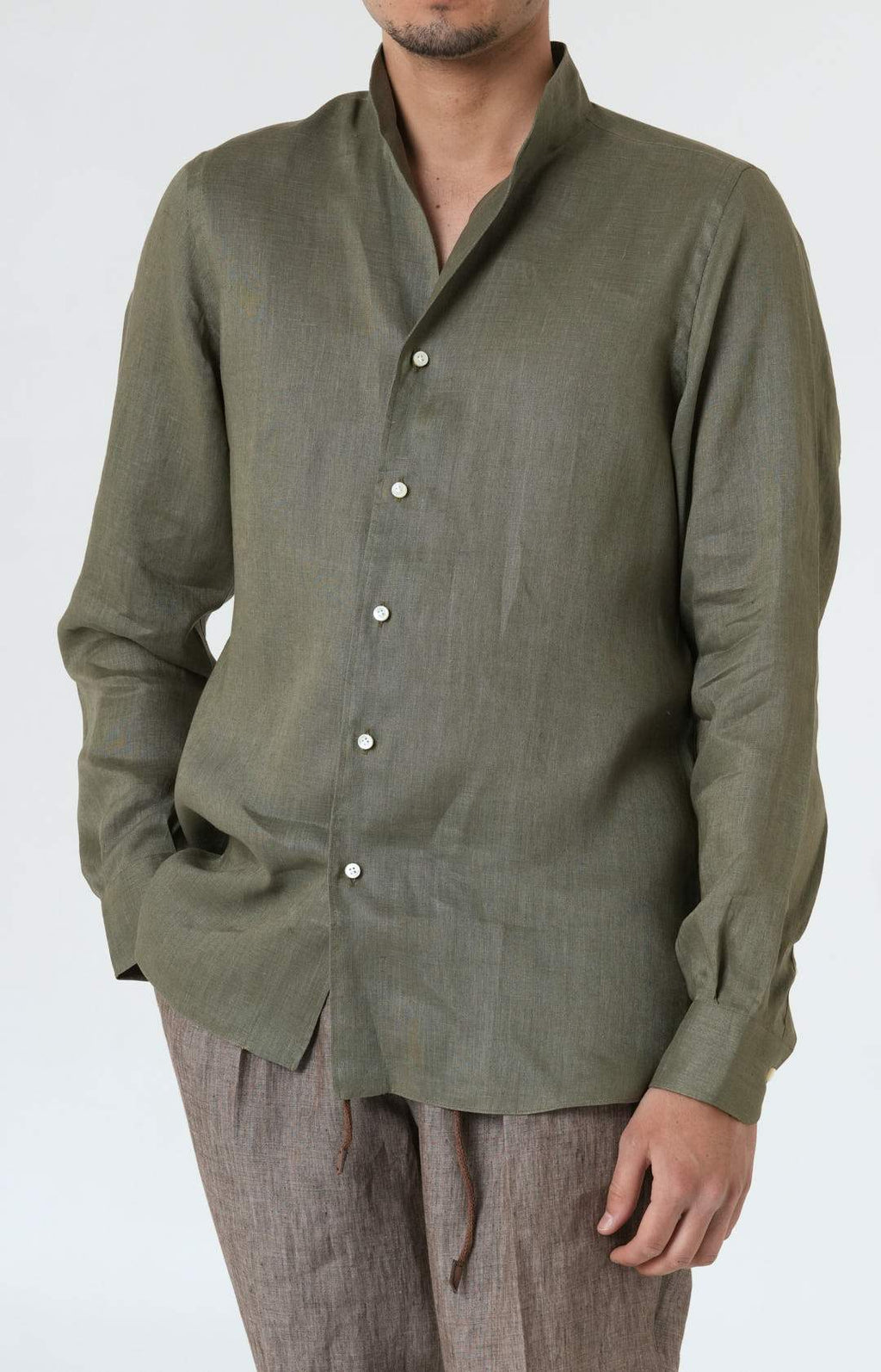 Linen shirt with tulip collar