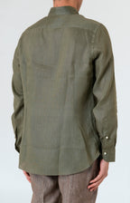 Pure linen shirt with tulip collar