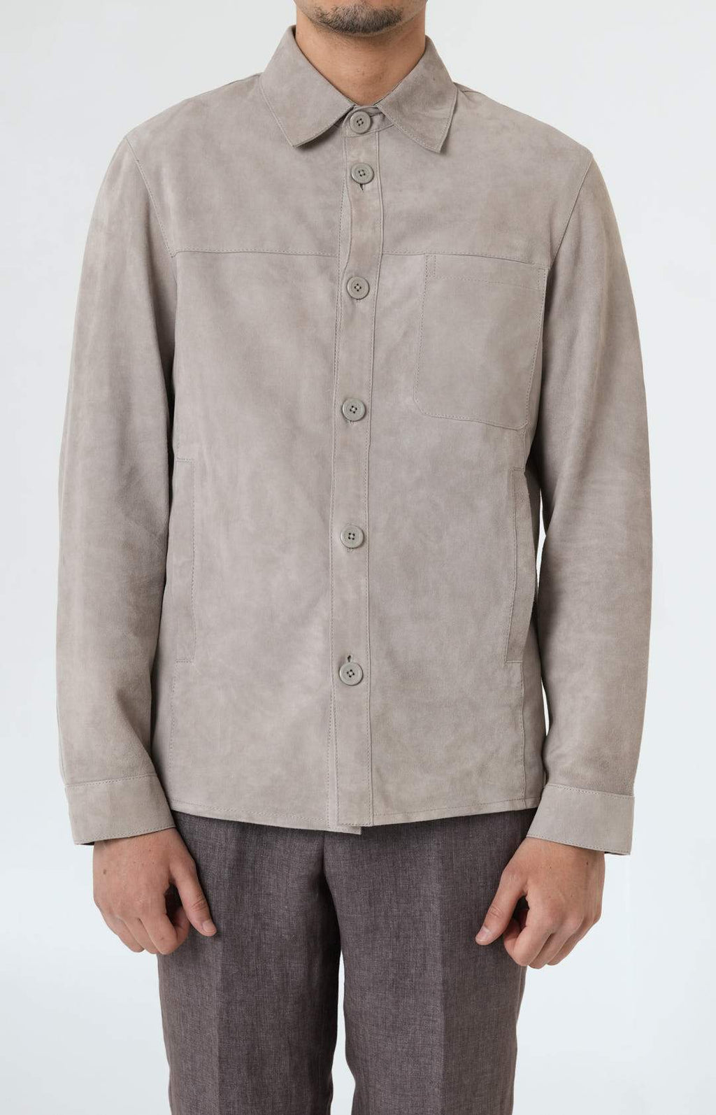 Camicia over in pelle scamosciata
