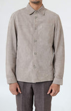 Camicia over in pelle scamosciata
