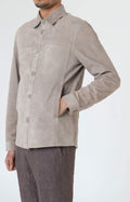 Camicia over in pelle scamosciata