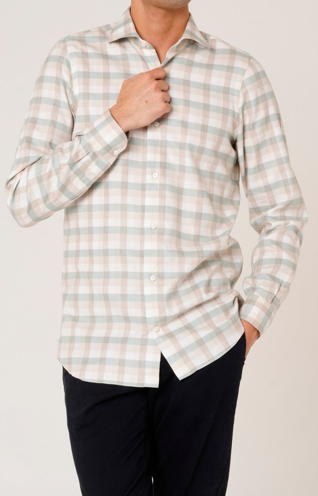 Soft flannel shirt with check