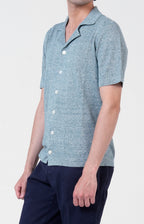 Short-sleeved shirt in linen and cotton knit