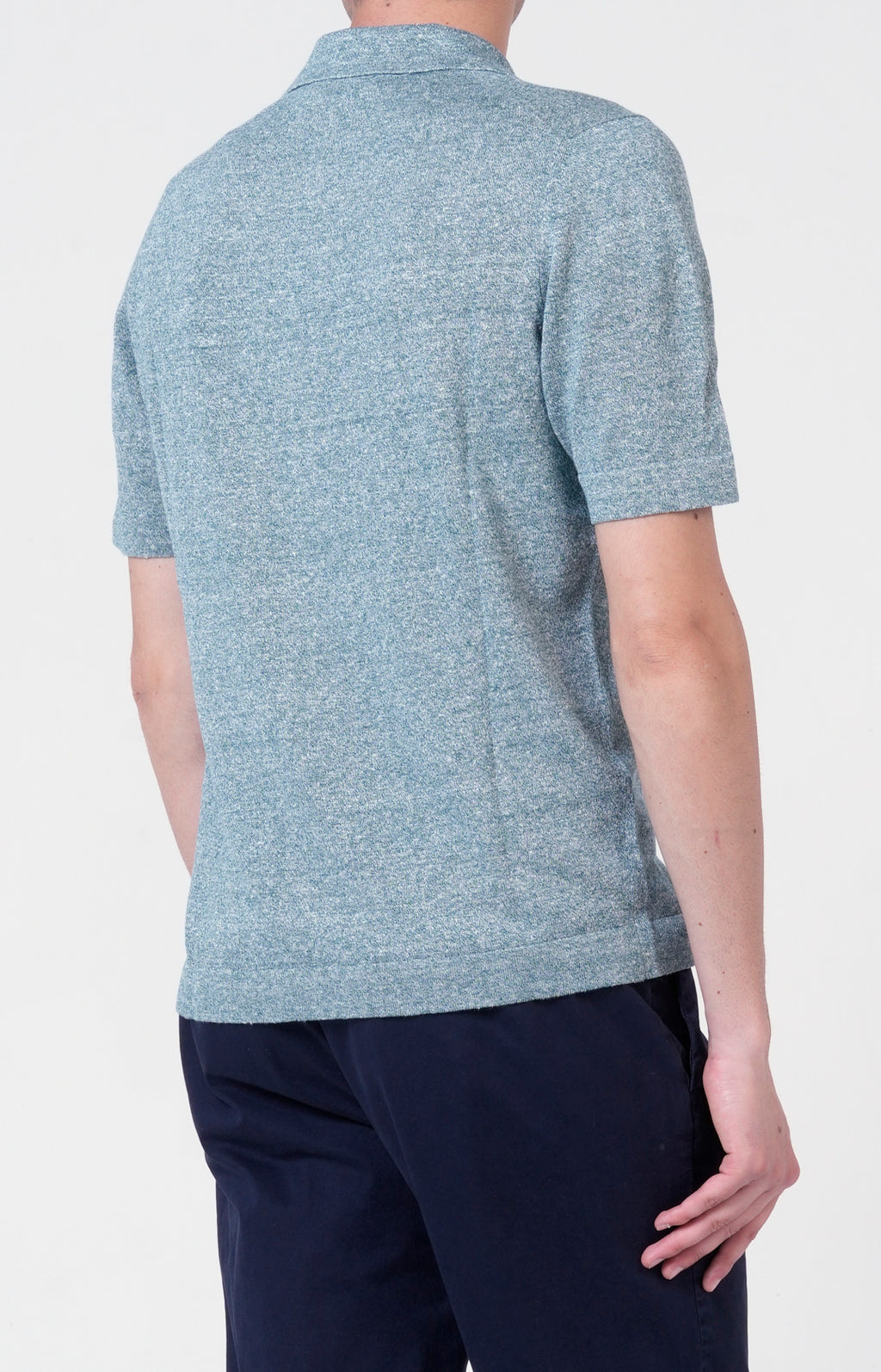 Short-sleeved shirt in linen and cotton knit
