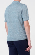 Short-sleeved shirt in linen and cotton knit
