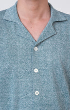 Short-sleeved shirt in linen and cotton knit