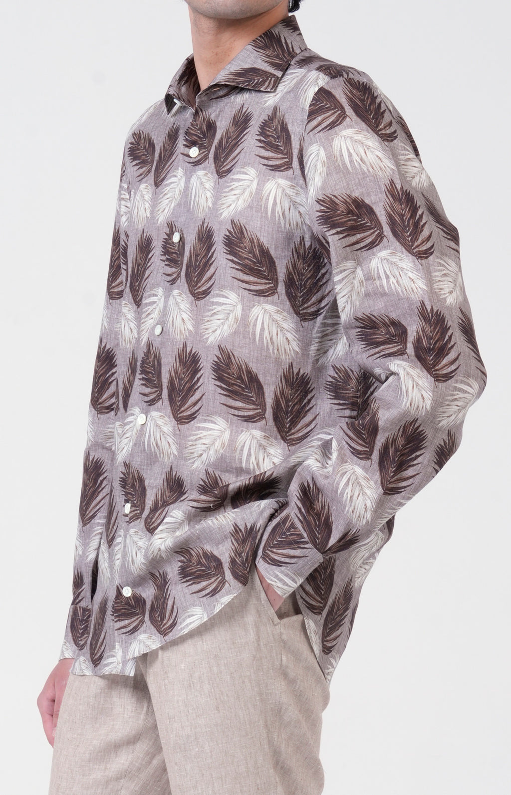 Camicia in lino con esclusiva fantasia