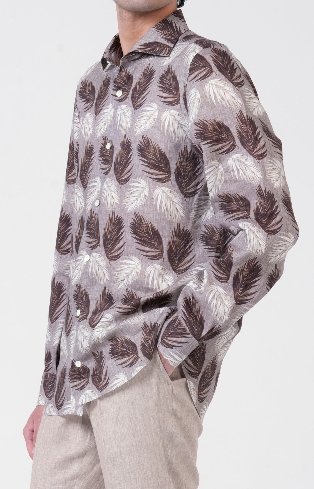 Camicia in lino con esclusiva fantasia